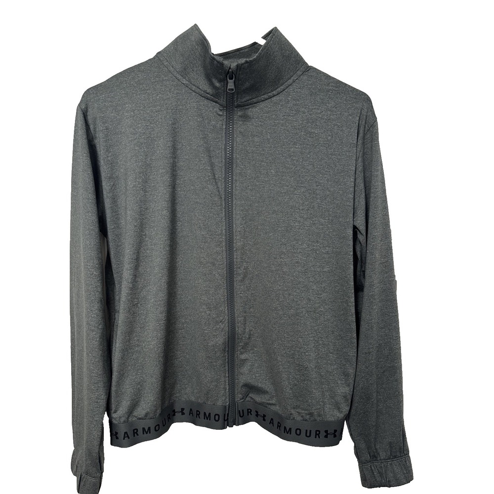 Under Armour Women's XS Gray HeatGear Full Zip Lightweight Jacket‎ Training Gym